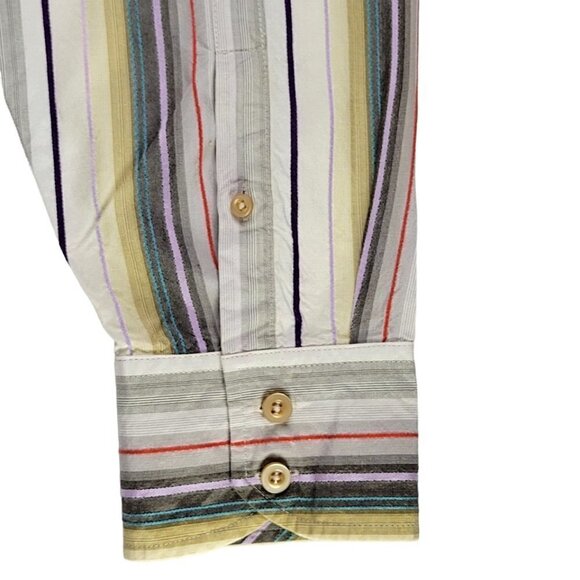 Tommy Bahama Button Down Shirt Size XL Silk Striped Contrast Cuff Chest Pocket - Picture 3 of 14